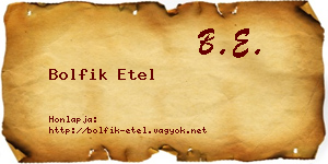 Bolfik Etel névjegykártya